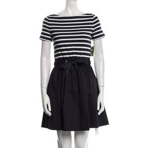 Kate Spade Navy Stripe Knit Mixed Media Dress L NWT